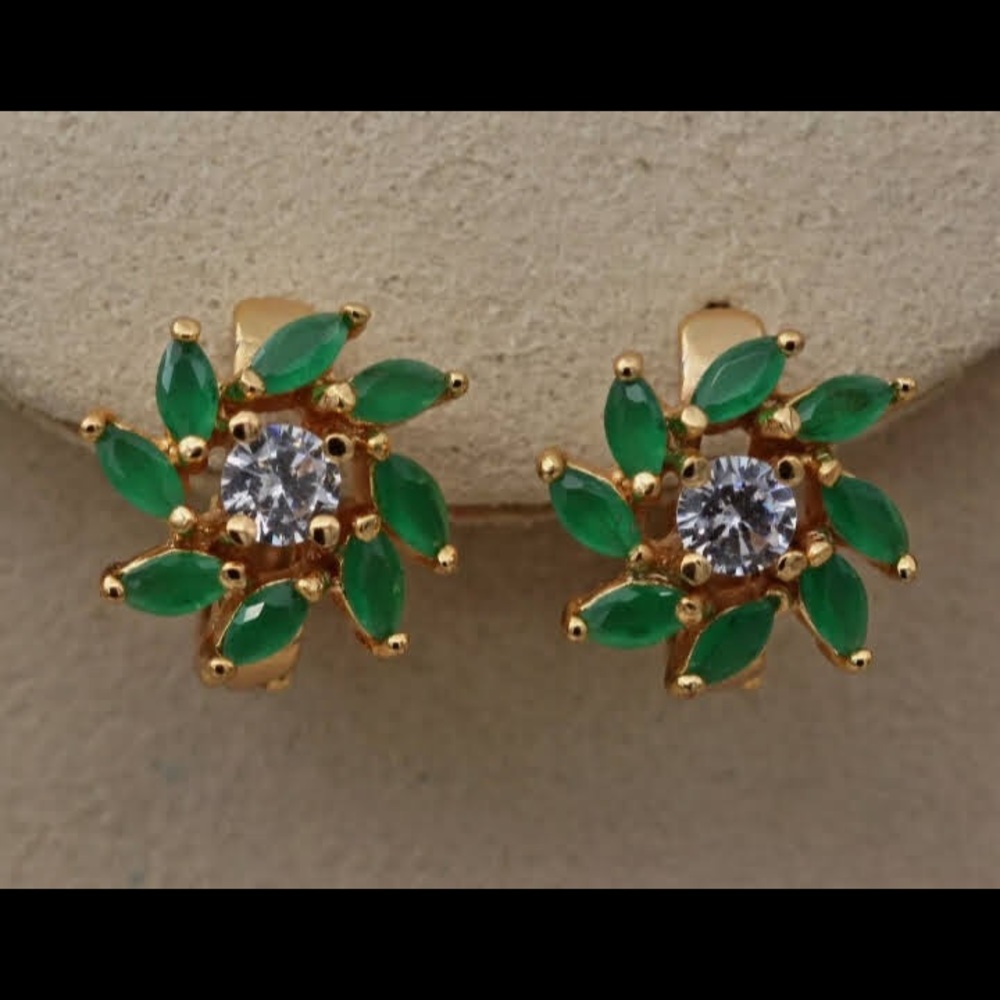 Yellow Gold Filled- Jade Windwill Flower Earrings